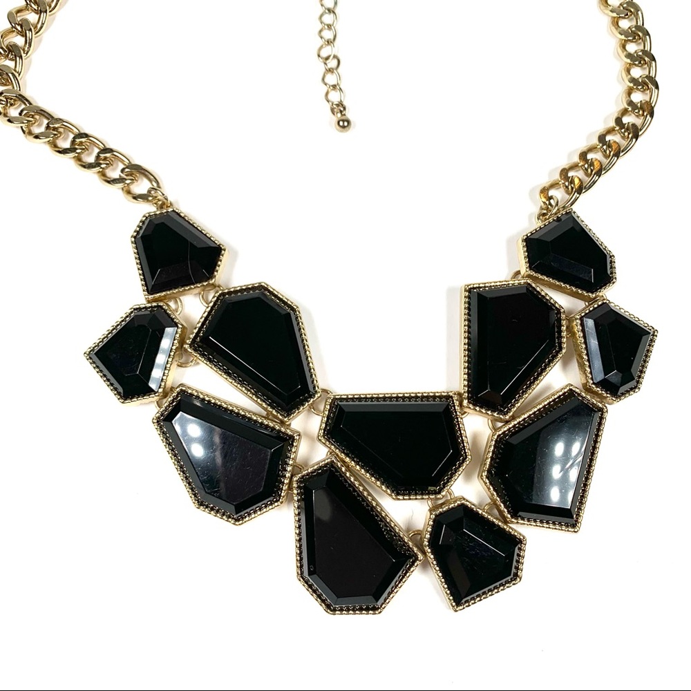 Black and gold toned choker statement necklace - Picture 3 of 5